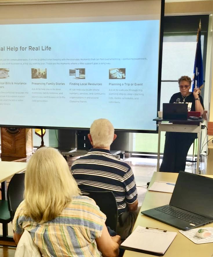 Daphne Robinson presenting at the Claiborne Parish Library in Homer, Louisiana